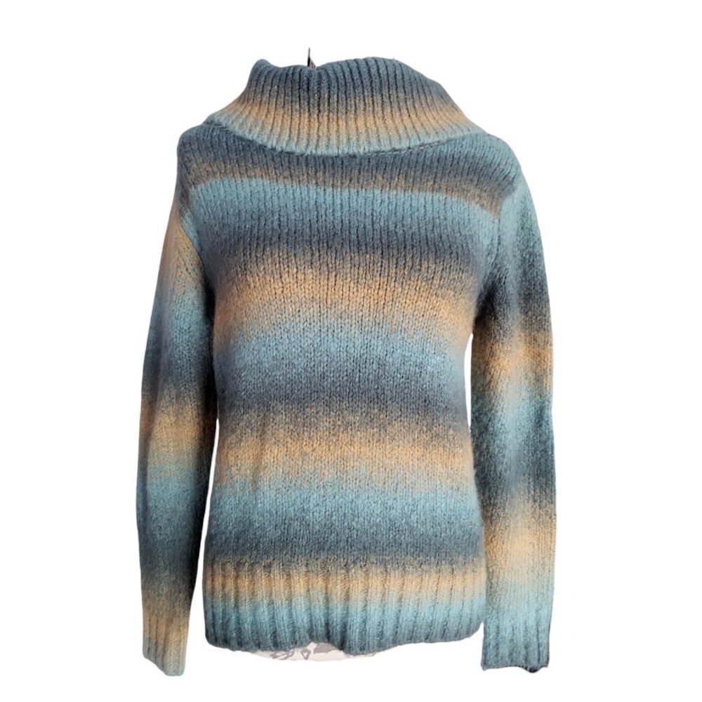 WOOLRICH Women's Cowl Neck Winter Turquoise Ombre Sweater Size Small